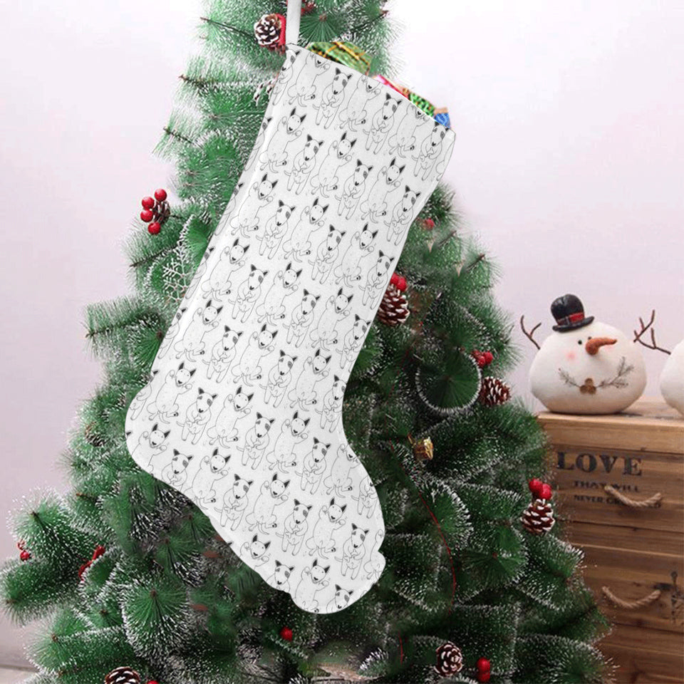 Bull Terrier Pattern Print Design 02 Christmas Stocking
