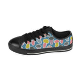 Colorful mushroom design pattern Men's Low Top Canvas Shoes Black