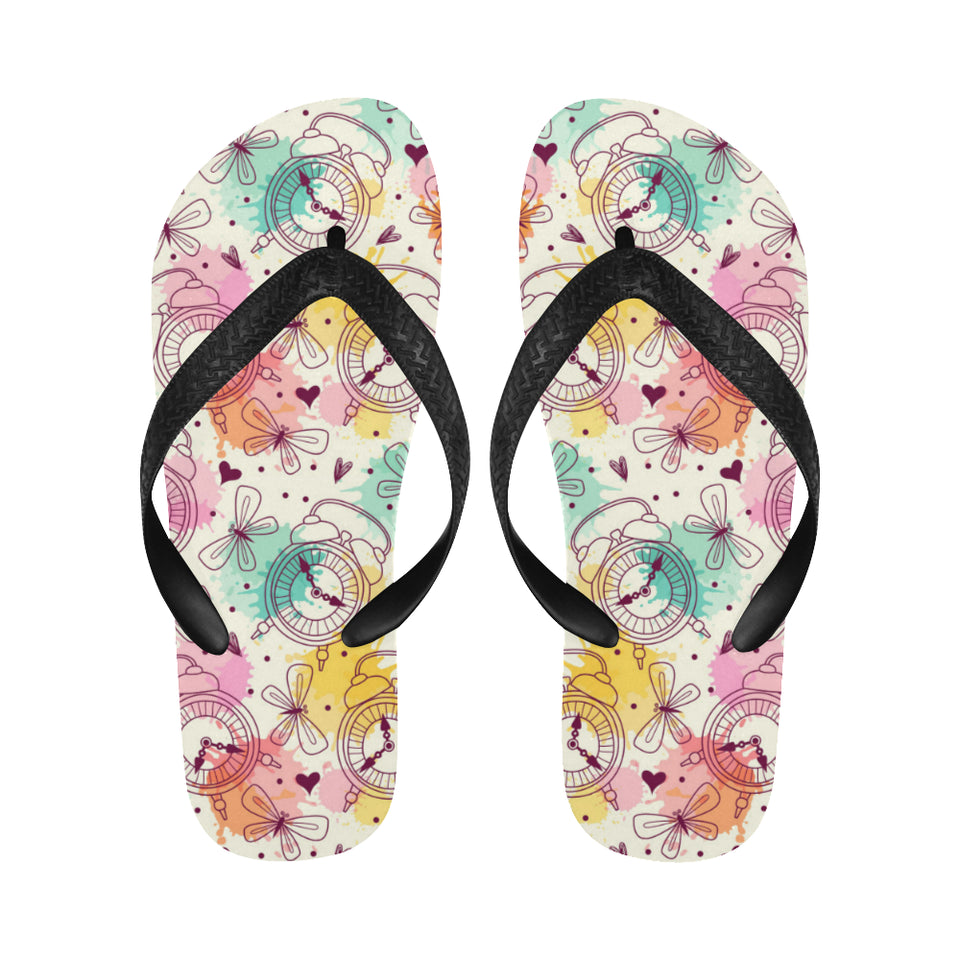 Clock butterfly pattern Unisex Flip Flops