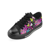 heart dot wave star creative design pattern Men's Low Top Canvas Shoes Black