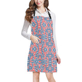 Blue Red Eiffel Tower Pattern Print Design 02 All Over Print Adjustable Apron