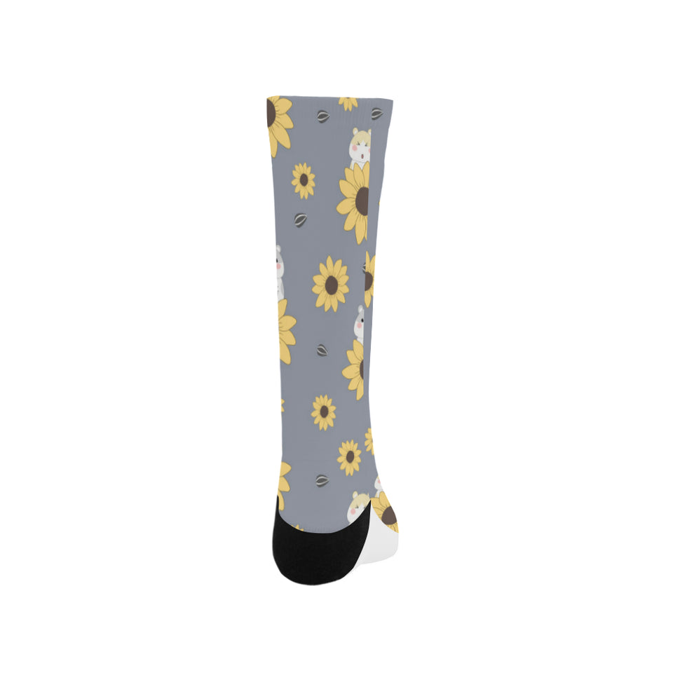 Cute hamster sunflower pattern background Crew Socks
