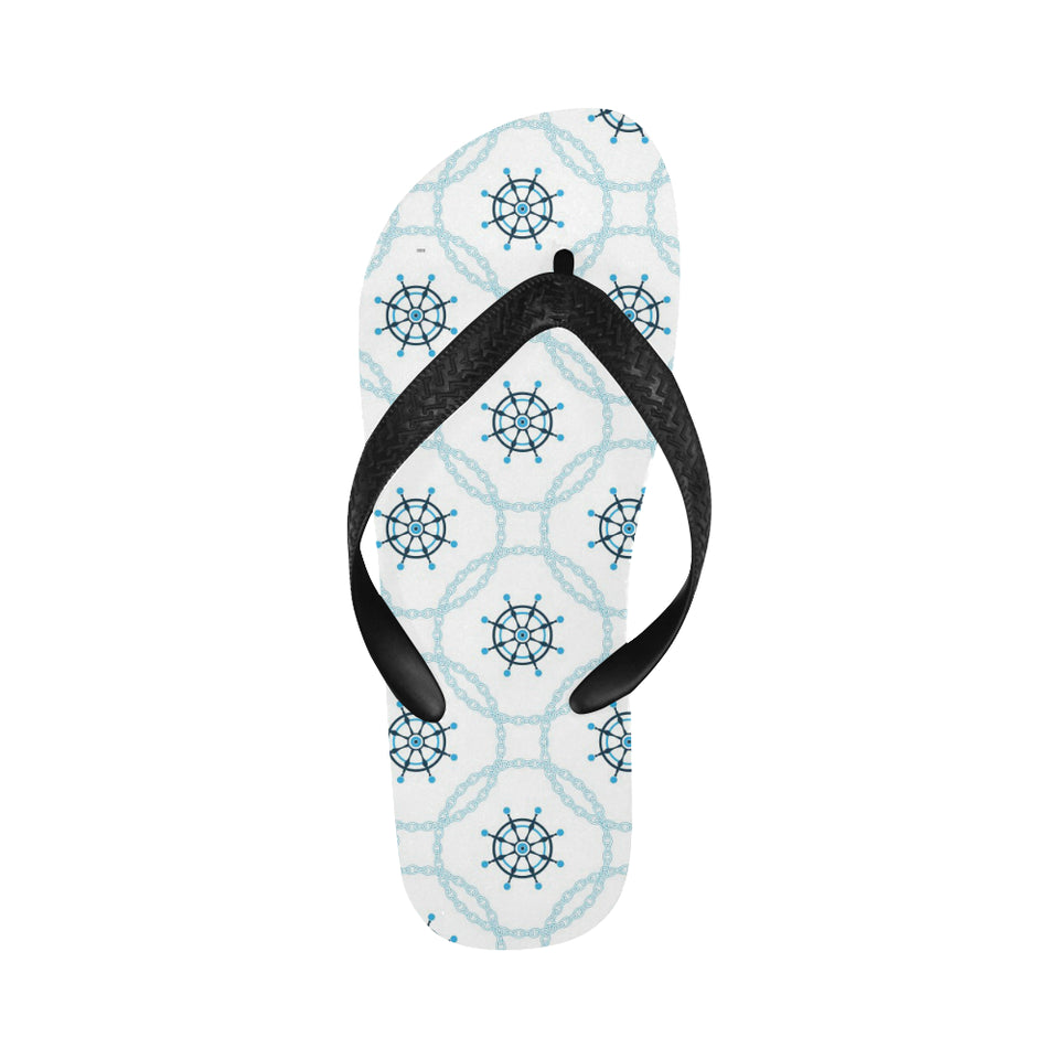 nautical steering wheel chain Unisex Flip Flops