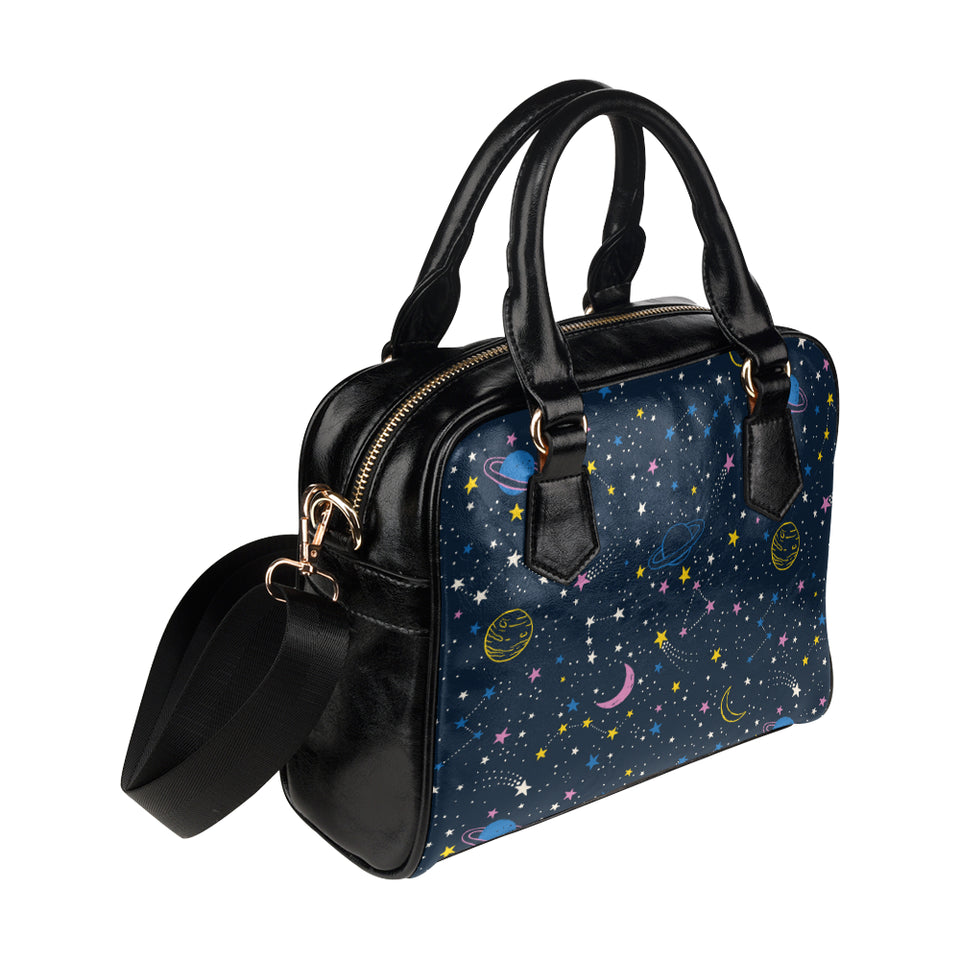space pattern with planets, comets, constellations Shoulder Handbag