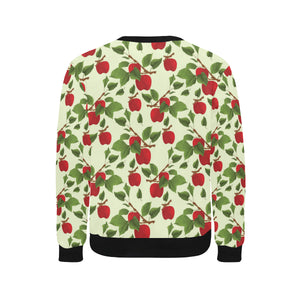 Red apples leaves pattern Men's Crew Neck Sweatshirt