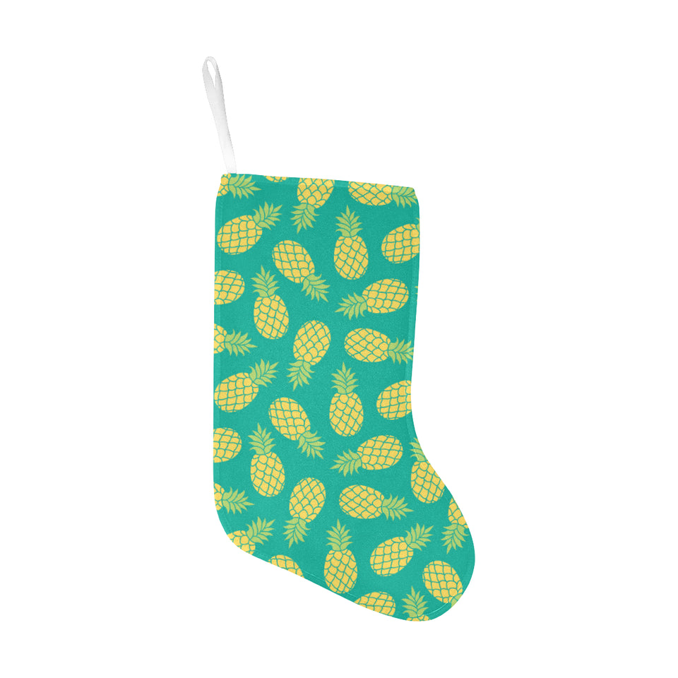 Pineapples pattern green background Christmas Stocking