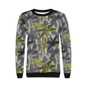 Hand drawn dragonfly pattern Women's Crew Neck Sweatshirt