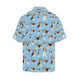 Beagle dog blue background pattern Men's All Over Print Hawaiian Shirt