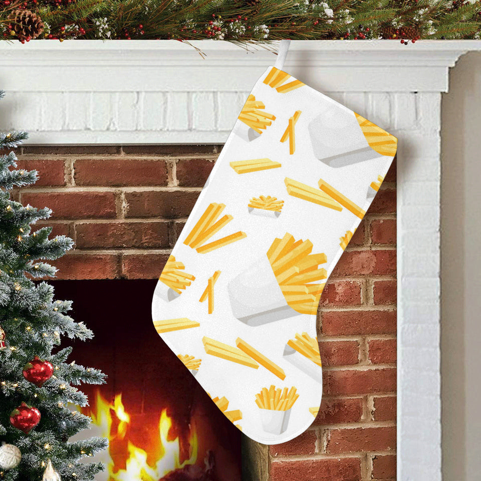 French fries white paper box pattern Christmas Stocking