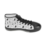 Crows floral wreath rabbit pattern Women's High Top Canvas Shoes Black