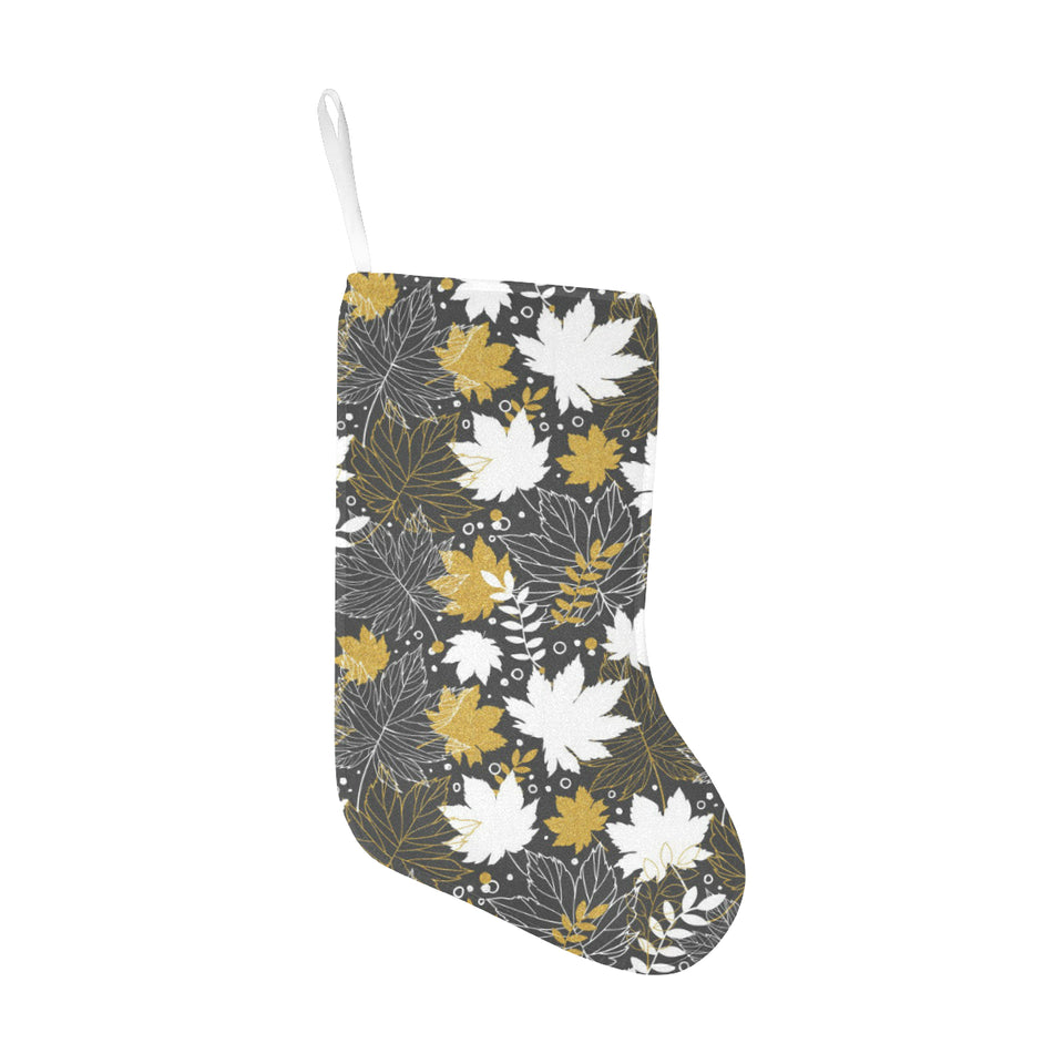 Beautiful gold autumn maple leaf pattern Christmas Stocking