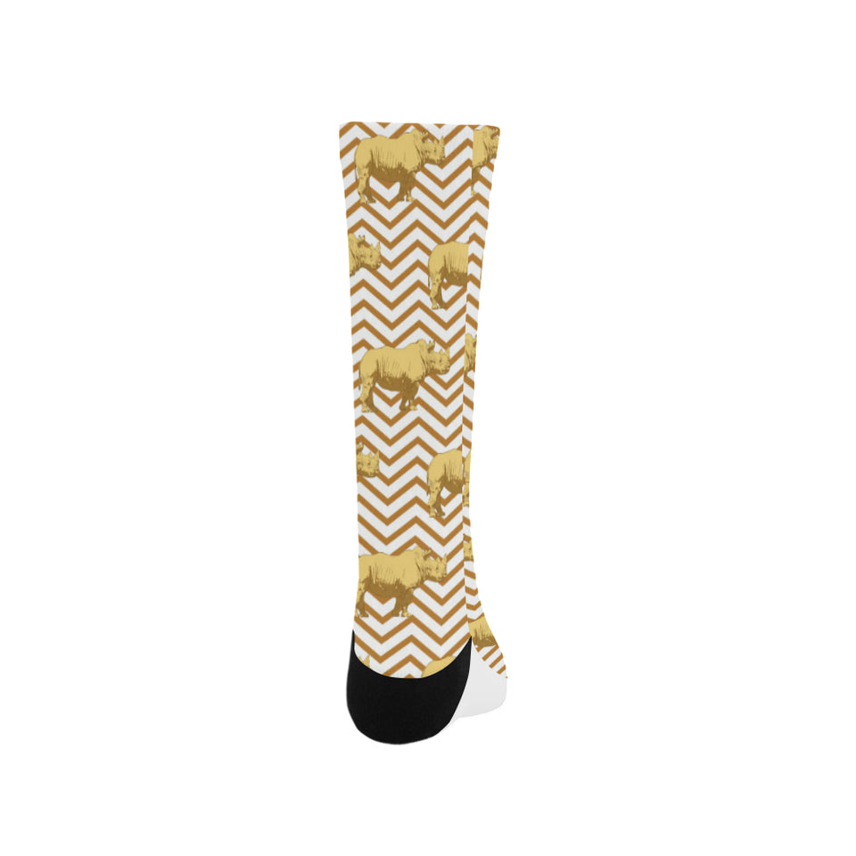 Rhino yellow theme pattern Crew Socks