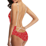 sushi pattern red background Women's One-Piece Swimsuit