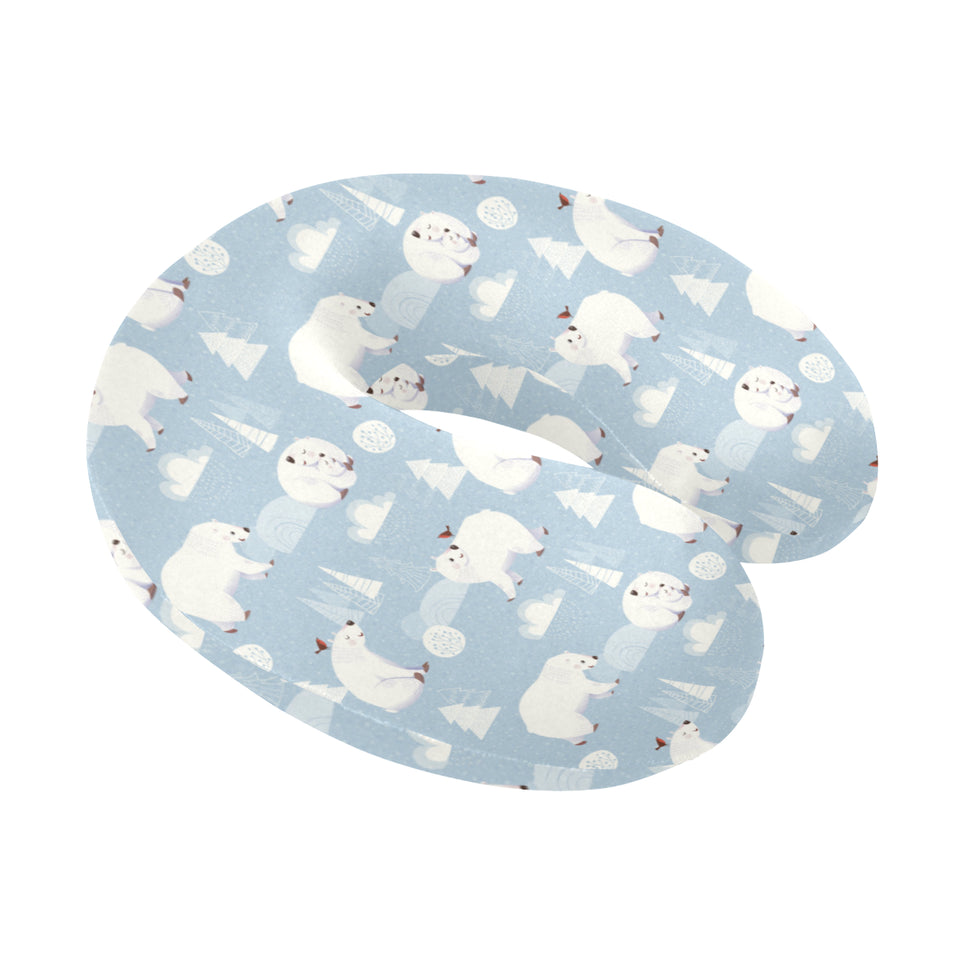 Cute polar bears Christmas decoration pattern U-Shaped Travel Neck Pillow