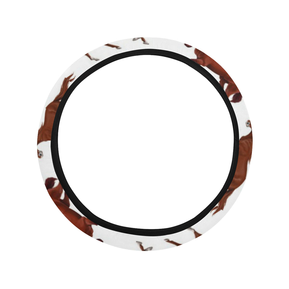 Horses running pattern background Car Steering Wheel Cover