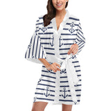 Anchor rope nautical  pattern Women's Short Kimono Robe