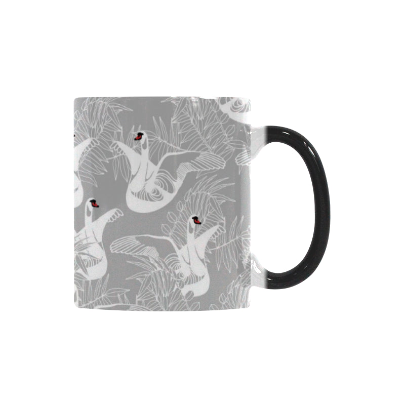 white swan gray background Morphing Mug Heat Changing Mug