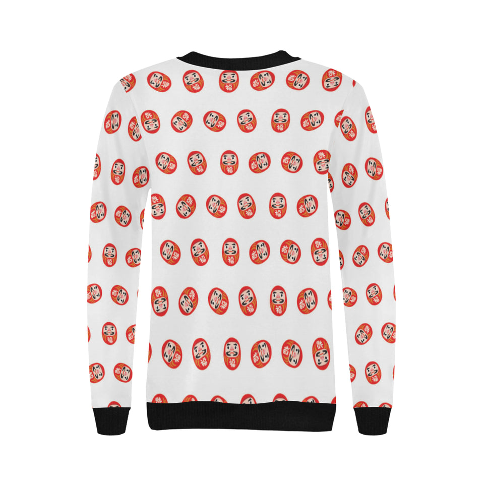 Daruma japanese wooden doll pattern Women's Crew Neck Sweatshirt