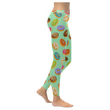 Colorful donut pattern green background Women's Legging Fulfilled In US