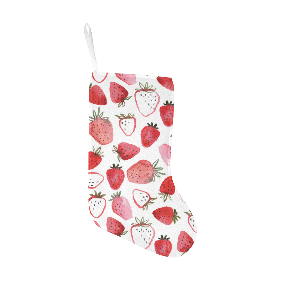 watercolor hand drawn beautiful strawberry pattern Christmas Stocking