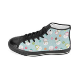 Cute snowman snowflake pattern Women's High Top Canvas Shoes Black