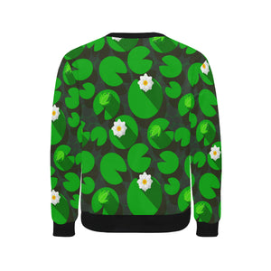 Frog waterlily pattern Men's Crew Neck Sweatshirt