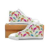 Colorful Chameleon lizard pattern Men's High Top Canvas Shoes White