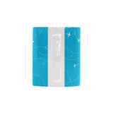 Airplane destinations blue background Classical White Mug (Fulfilled In US)