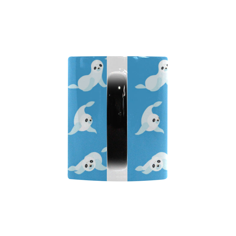 Cute sea lion seal pattern background Morphing Mug Heat Changing Mug