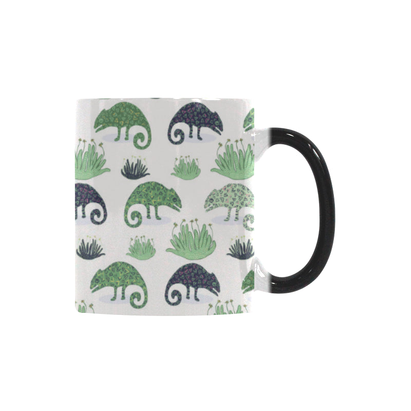 Chameleon lizard succulent plant pattern Morphing Mug Heat Changing Mug