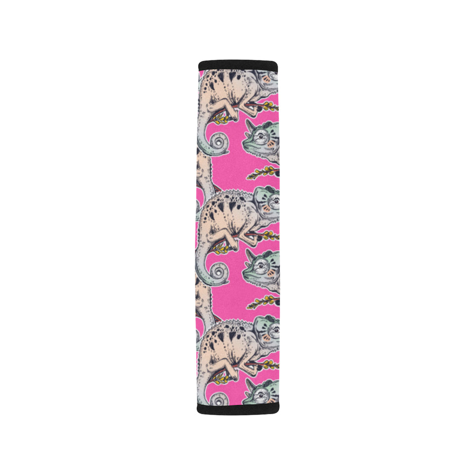Chameleon lizard pattern pink background Car Seat Belt Cover