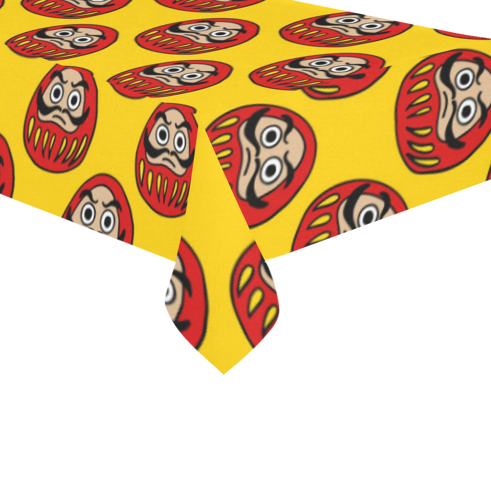 Daruma japanese wooden doll yellow background Tablecloth