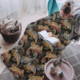 Chameleon lizard tropical leaves palm tree Blanket Robe with Sleeves