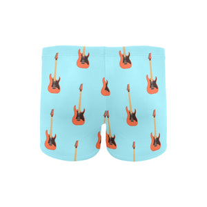 electric guitar pattern light blue background Men's Swimming Trunks