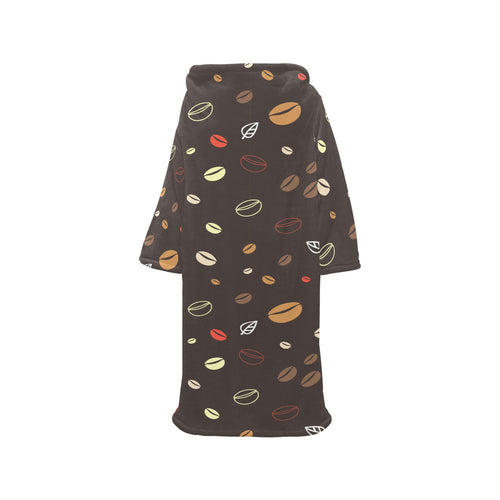 Coffee bean leave pattern Blanket Robe with Sleeves