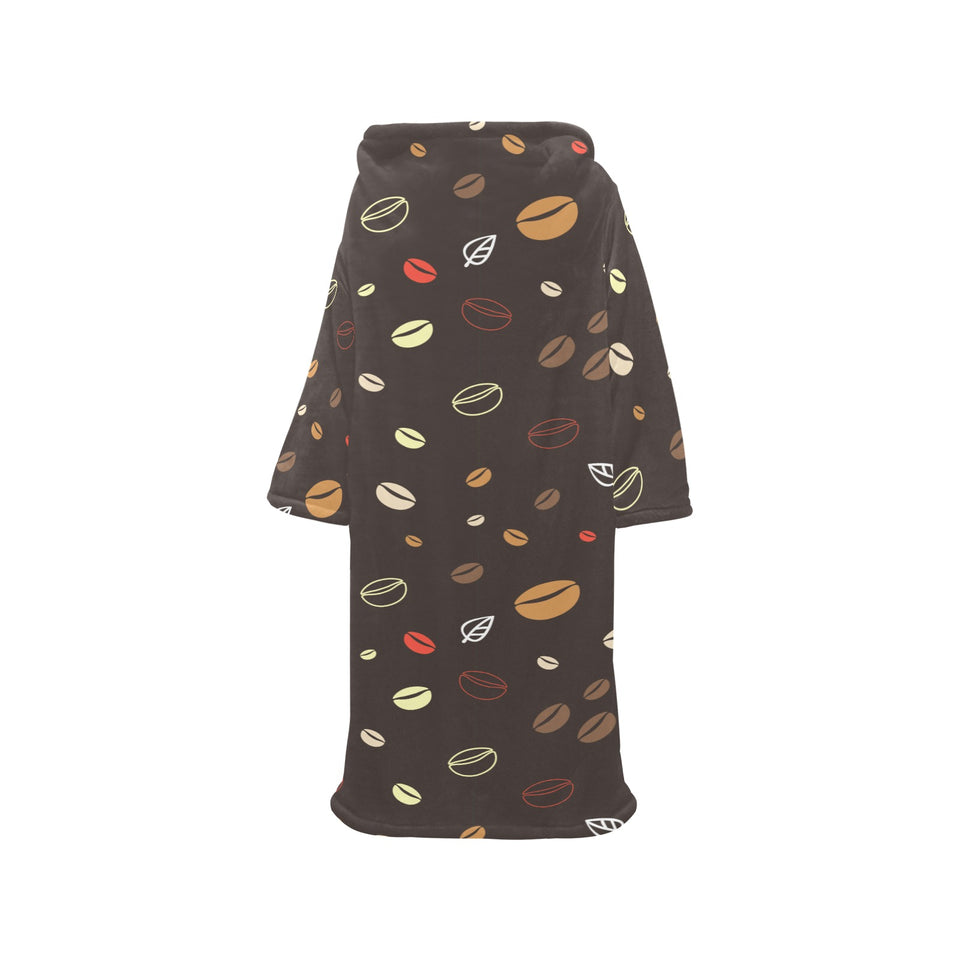 Coffee bean leave pattern Blanket Robe with Sleeves