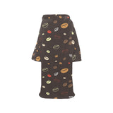 Coffee bean leave pattern Blanket Robe with Sleeves