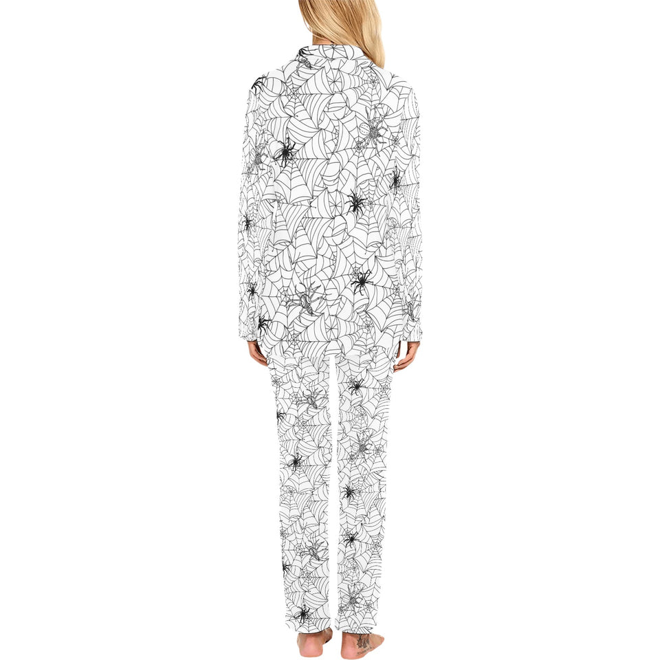 Spider web cobweb pattern Women's Long Pajama Set