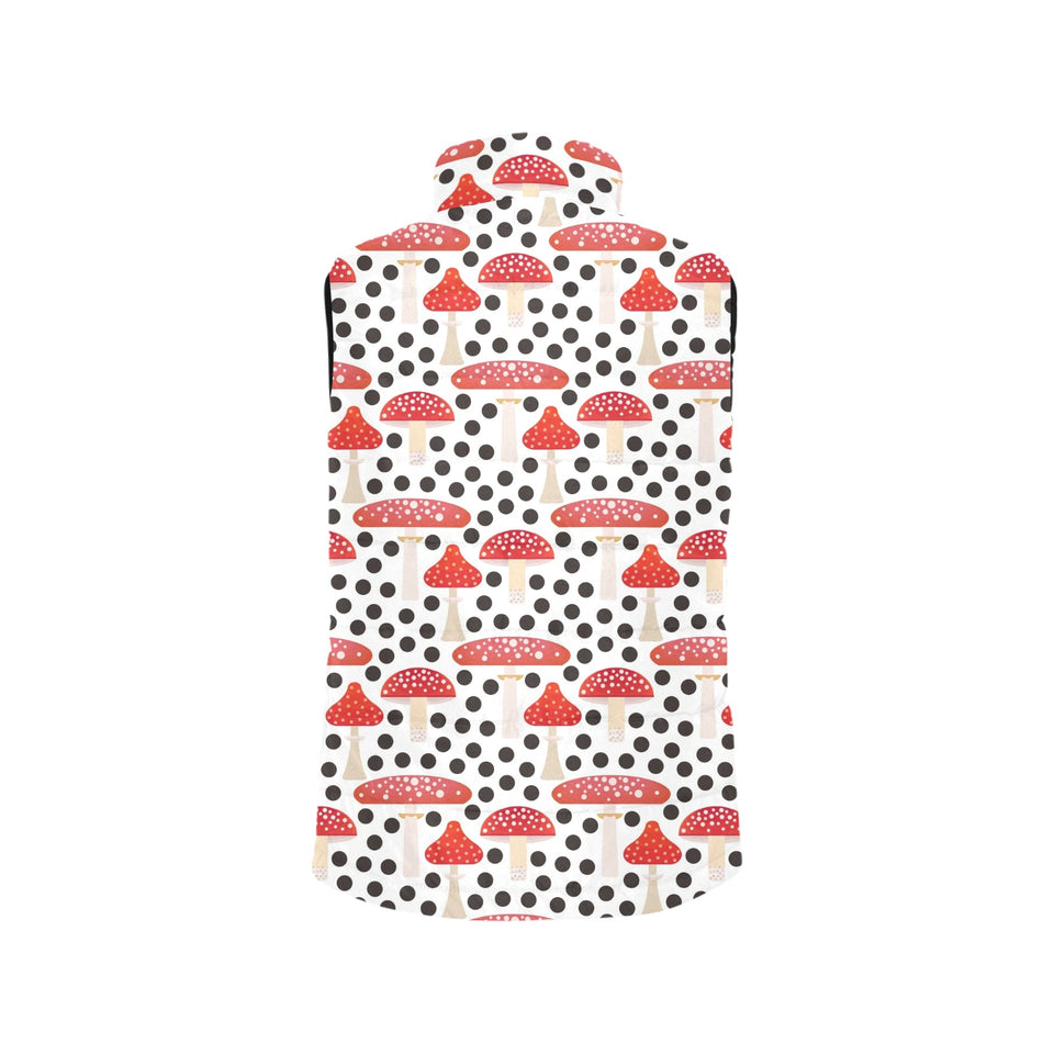 Red mushroom dot pattern Men's Padded Vest