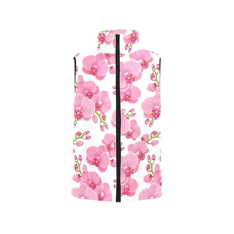 pink purple orchid pattern background Women's Padded Vest
