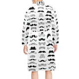Mustache Beard Pattern Print Design 04 Men's Long Sleeve Belted Night Robe