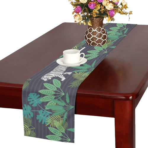 white bengal tigers tropical plant Table Runner