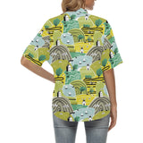Hand drawn windmill pattern Women's All Over Print Hawaiian Shirt