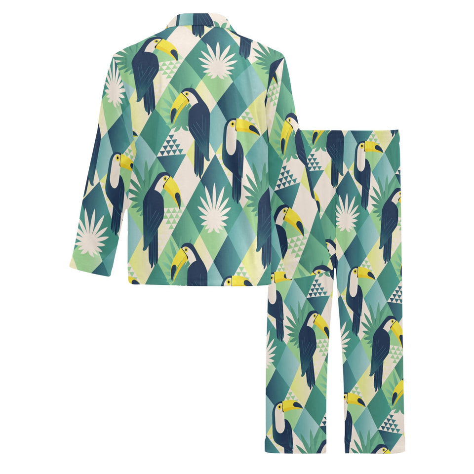 Toucan tropical leaves design pattern Men's Long Pajama Set
