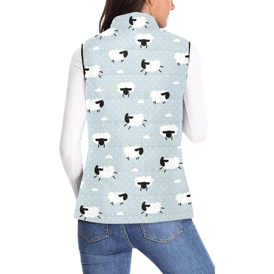 Sheep polka dot cloud pattern Women's Padded Vest