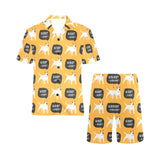 Bull Terrier Pattern Print Design 03 Men's V-Neck Short Pajama Set