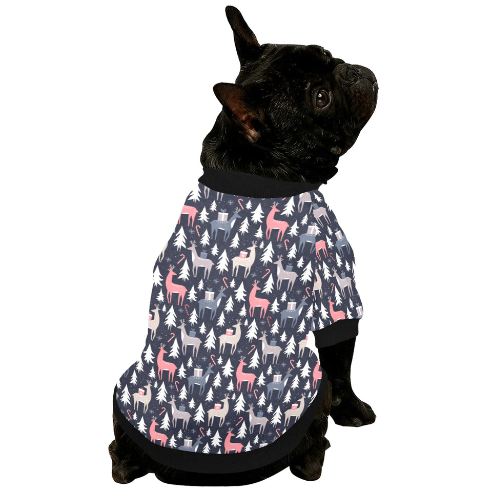 Deers Winter Christmas pattern All Over Print Pet Dog Round Neck Fuzzy Shirt