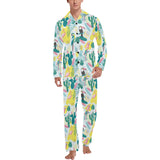 Cute parrot toucan flamingo cactus exotic leaves p Men's Long Pajama Set