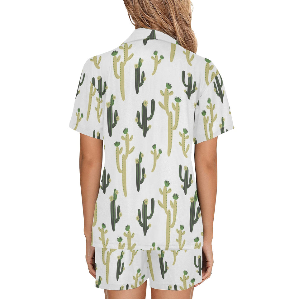 Cute cactus pattern Women's V-Neck Short Pajama Set
