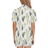 Cute cactus pattern Women's V-Neck Short Pajama Set